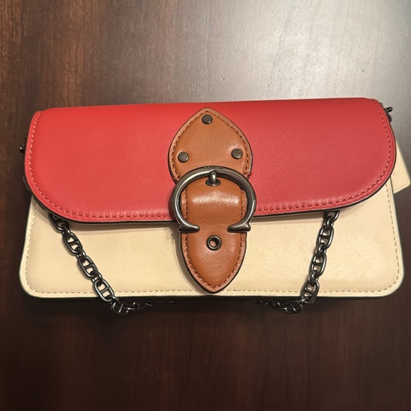 Coach Beat Crossbody Clutch In Colorblock - pewter / red sand ivory multi - Picture 2 of 12